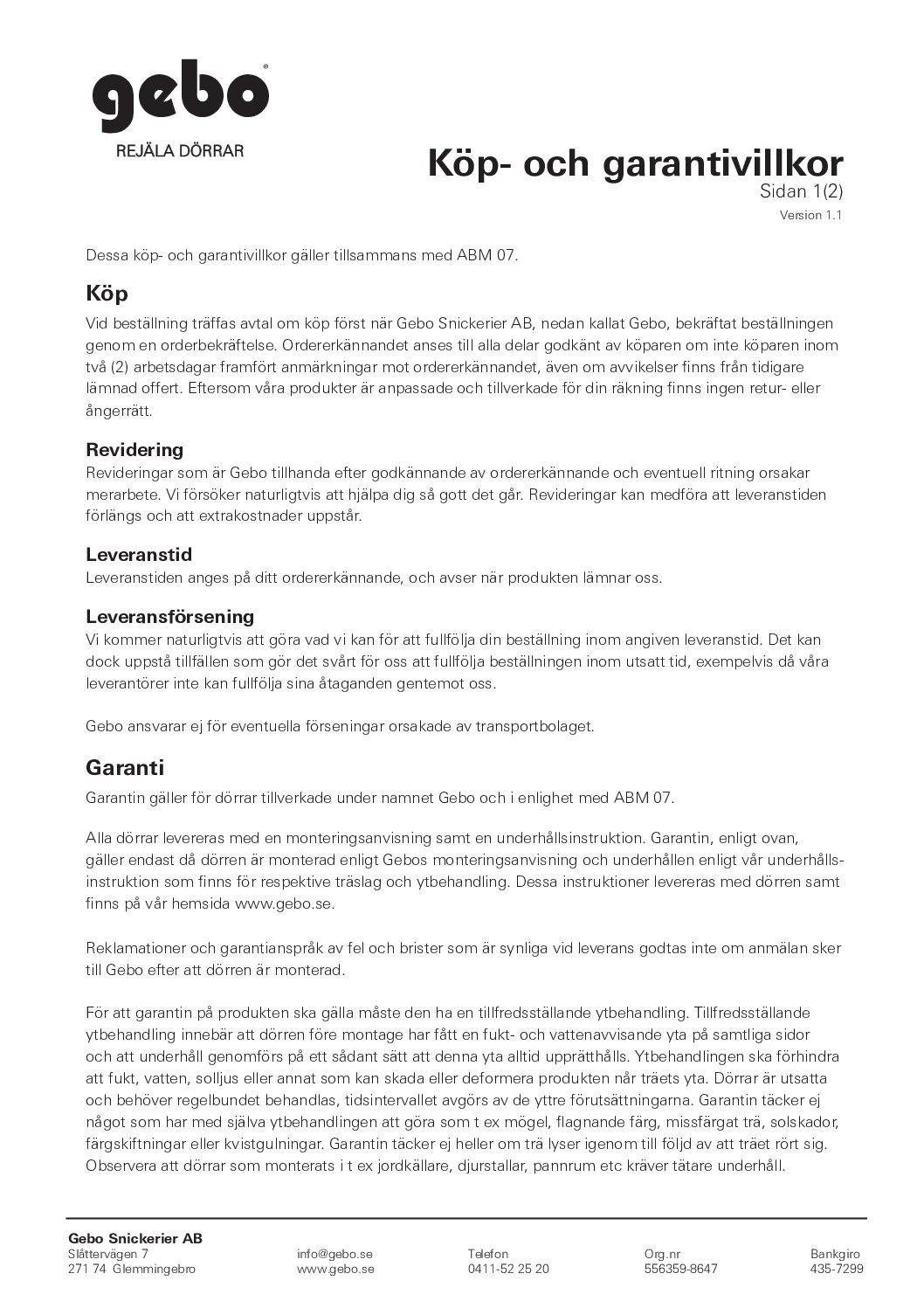 Köp och garantivillkor